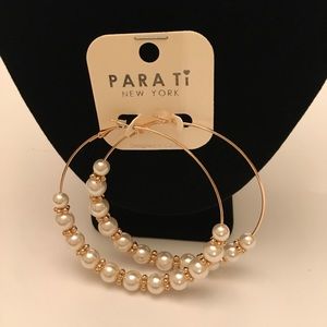 PARA Ti Large 3 inches wide Gold Hoop Earrings